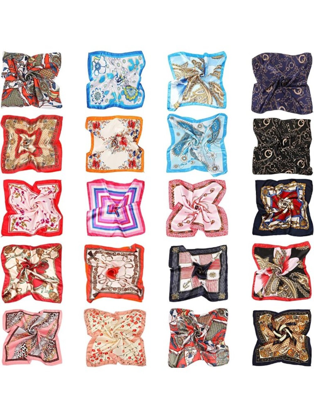 20 Pcs Women's Satin Square Scarves - Colorful Small Silk Neck Scarves for Gifts